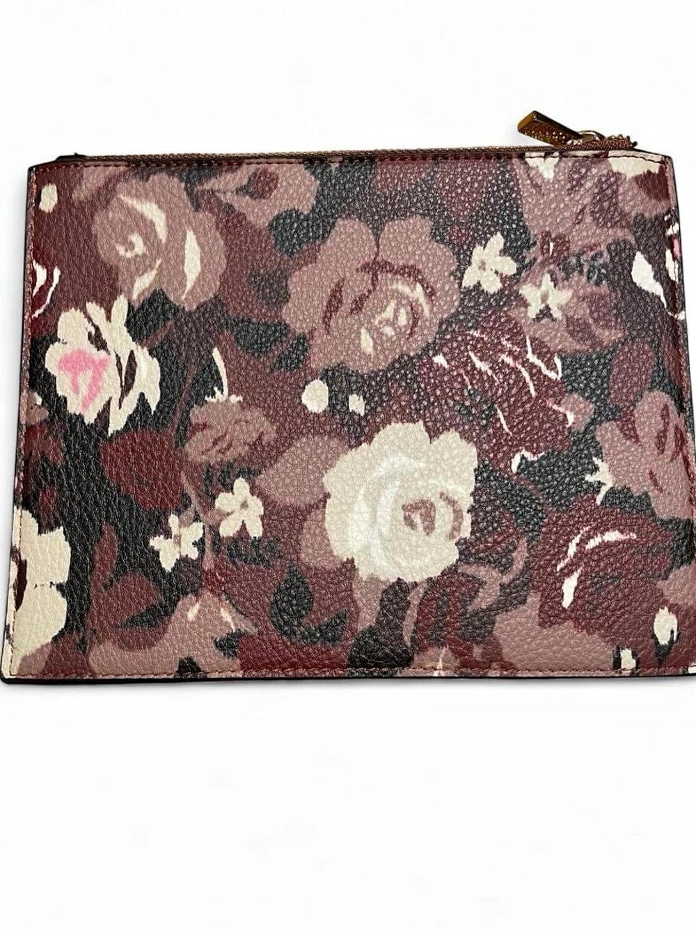 Isaac Mizrahi Floral Cosmetic Pouch in Brown & Pink Like New